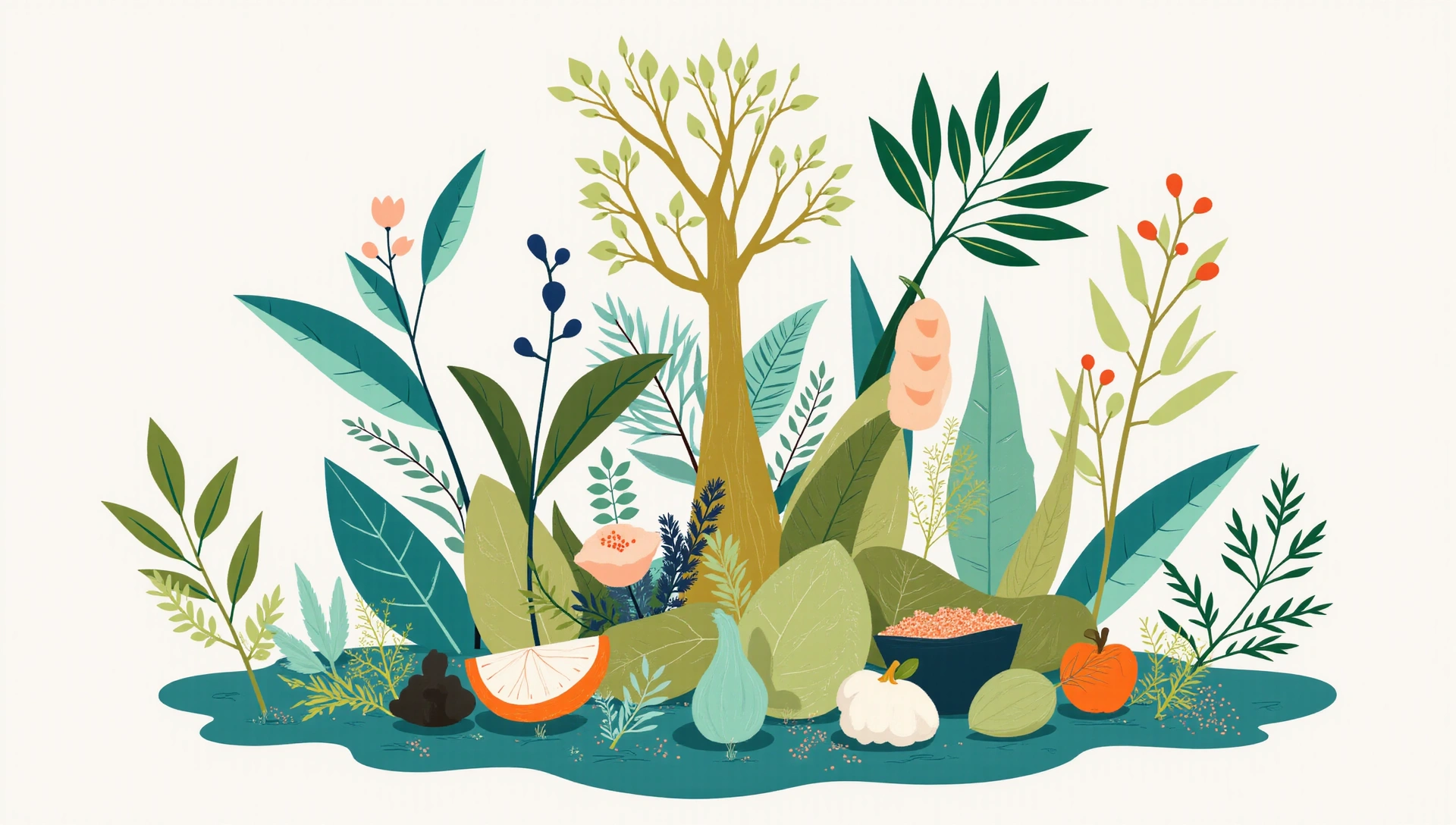 Abstract illustration of growth, nature, and holistic well-being