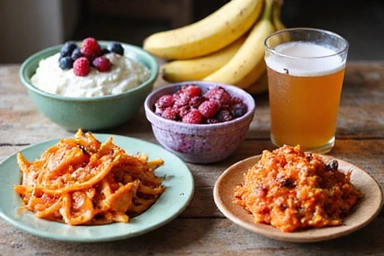 Illustration of gut-friendly foods