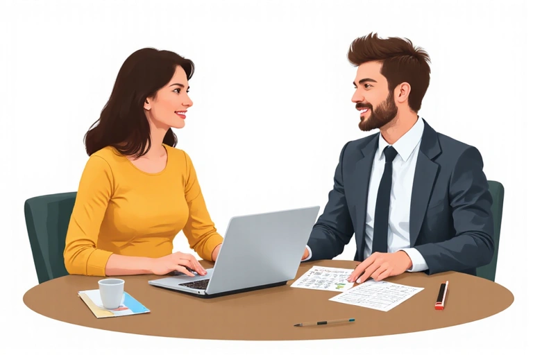 Illustration of a consultation session between a nutritionist and a client
